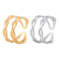 Open Adjustable 18K Gold Stainless Steel Silver Plated Twisted Rope Sea Waves Fine Rings for Women and Men Popular Pinky Rings