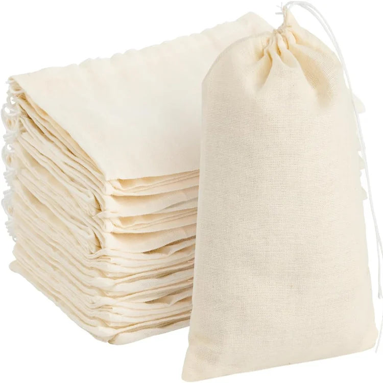 Customized Cotton Drawstring Bag Natural Cotton Coffee Tea Brewing Bag Recycled Storage Suitable for Household