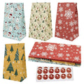 Christmas Bulk Wrapping Gift Bags with Stickers Treat Bags for Holiday Party Favors Classroom Gift Giving Paper Bags for Xmas