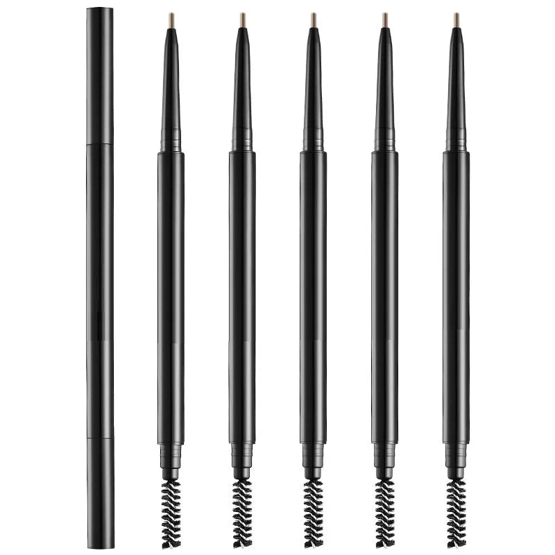 Black Packaging Private Label Brow Pencils Own Brand Makeup Thin Eye Brow Pencils Custom Logo Slim Eyebrow Pencil