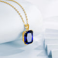 Pure Real Fine Jewelry 925 Necklace Women Pendant Chain Pendant Gift Flower Silver Gold Plated Sapphire Stone Vintage Synthetic