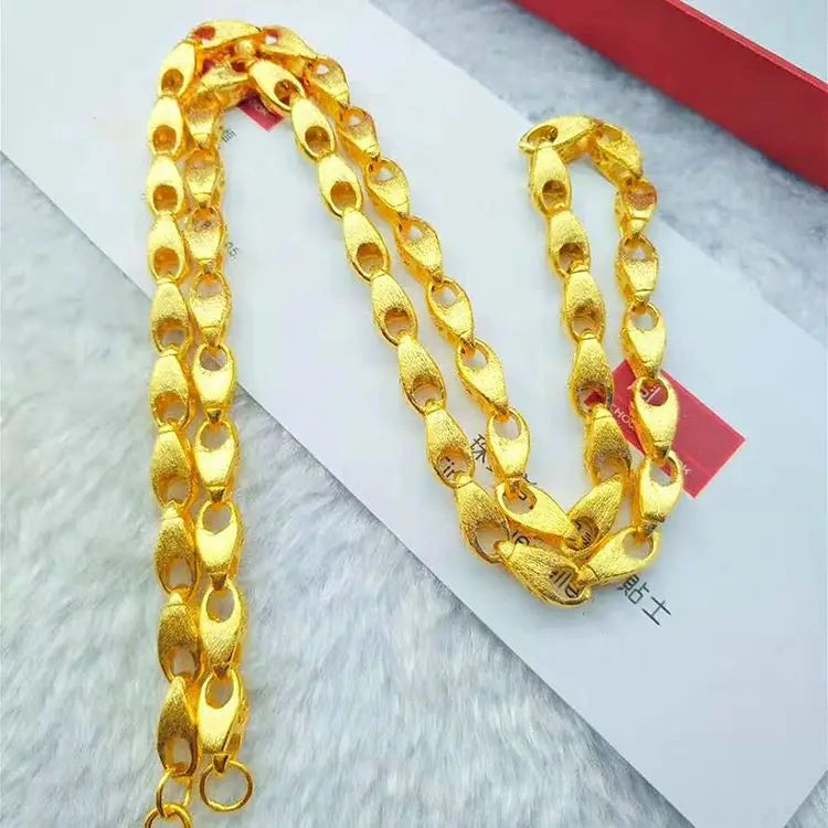 Gold Dubai Brushed Money Copper Gold Plated Necklace Vacuum Plating Ladies Jewelry