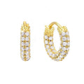 LOZRUNVE 925 Sterling Silver Dainty Gold Pave Chunky Huggie Hoop Earring Cubic Zirconia