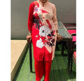 Factory Sell Newest Fall Pleated New Splice Irregular Small High Collar Mid Length Top and Leggings Plus Size Women'Sets MegaBDM