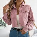 RNSHANGER Wholesale Women's Casual Long Sleeve Corduroy Short Jacket European American Style Solid for Autumn Winter Short Coat