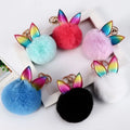 8cm Bag Soft Fluffy Key Chains Accessories Charms Cute Faux Rabbit Fur Puff Ball Bunny Ear Pom Pom Rainbow Plush Fluffy Keychain