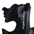 Designer Luxury Women's Fashion Shining Zircon Chain Long Dangling Drop Earrings-Wholesale