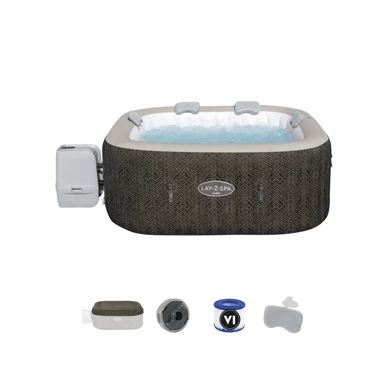 BESTWAY 6001R Lay-Z-Spa Cabo Energy-Efficient Smart Inflatable Hot Tub with App Control 4-6 Person 1.80 m X 1.80 m X 71 cm