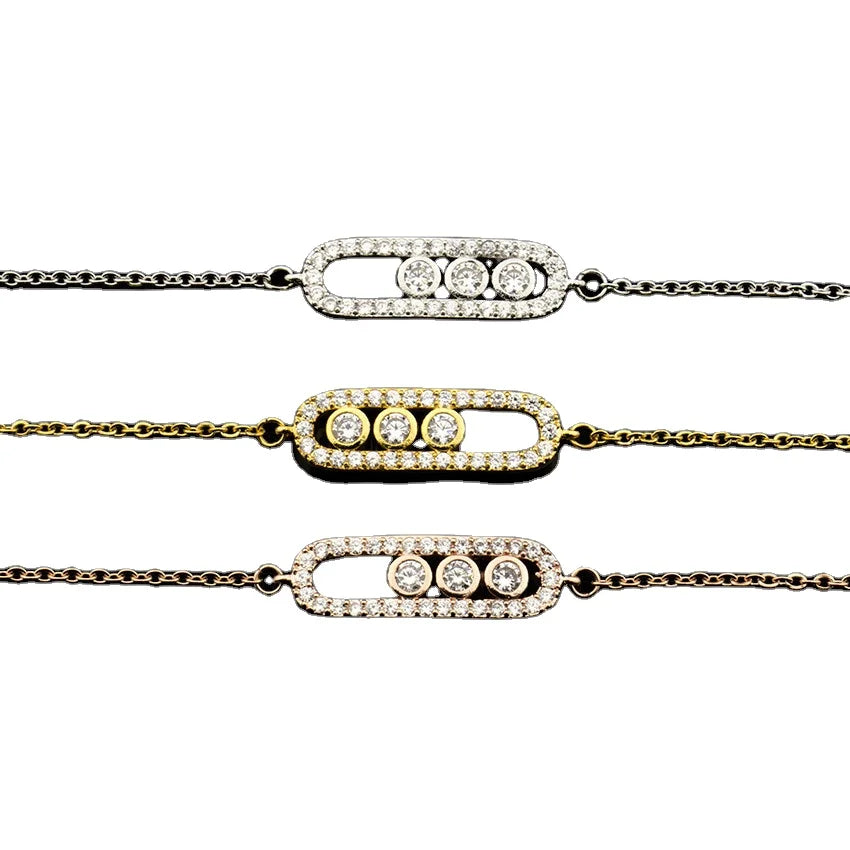 Wholesale Female Gifts Women Boho Jewelry Link Chain Zirconia Stylish Crystal Beads Boho Bracelet