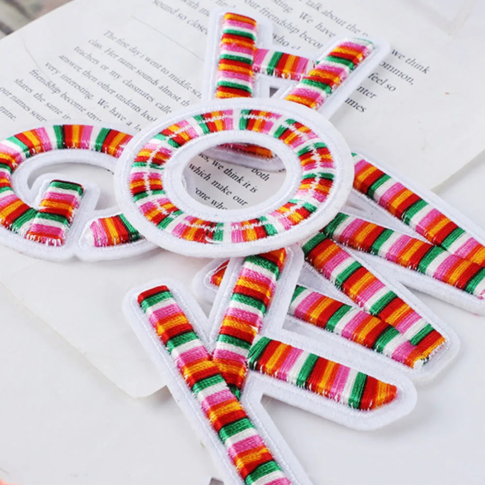 Popular Festivals Embroidered Patches Wholesale Rainbow Cloth Applique Custom 3D Letter Christmas Embroidery Patch With Clothes
