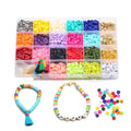 3600pcs Flat Round Polymer Clay Spacer Beads Kit with Charms Elastic String Clasp for Jewelry Making Bracelets Necklace Earring