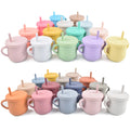Food Grade Silicone Sippy Cups Leakproof Drinking Straw Cup Feeding Drinkware Nontoxic Cup Tableware BPA FREE