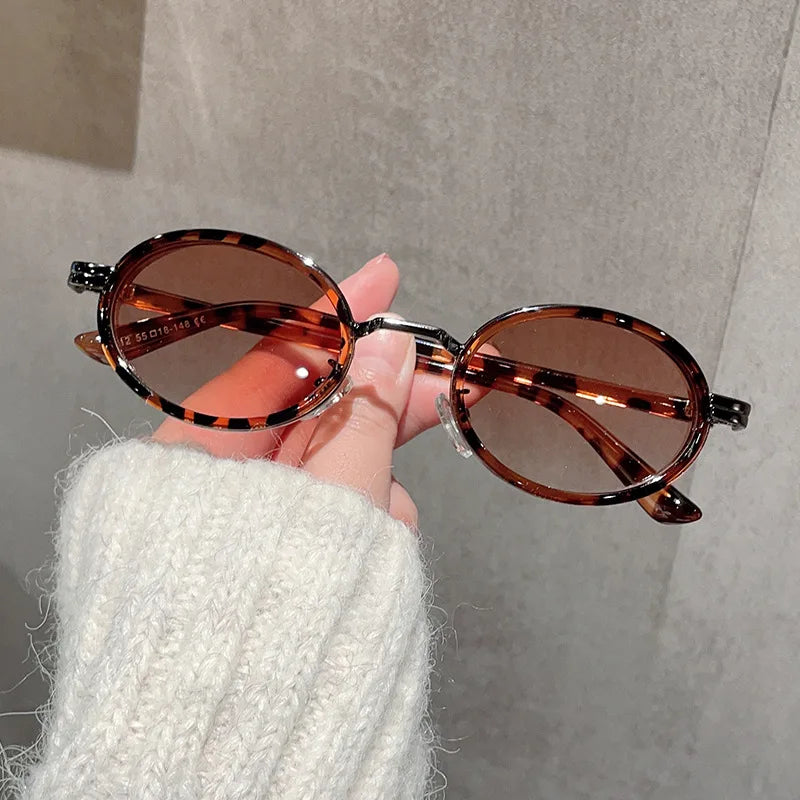 European&American Retro Sunglasses Steam Punk Shade Sun Glasses Small Oval Metal Frame Fashion Designer Sunglasses for Women