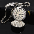 BOSHIYA Antique Necklace Silver Guangdong Movt Men Luminous Calendar Artificial Shell Quartz Pocket Watch Chain No Waterproof