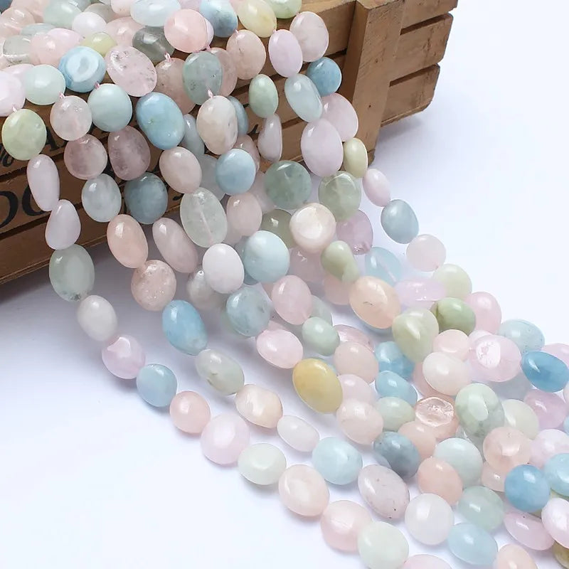 Fashion Wholesale 8-10mm Irregular Natural Genuine Morganite Stone Beads Kuoyu Brand 38cm Strand for Jewelry Making