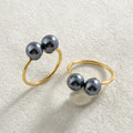 Hawaiian Jewelry Wholesale Fashion 18k Gold Plated Copper Double Shell Pearl Adjustable Pearl Rings