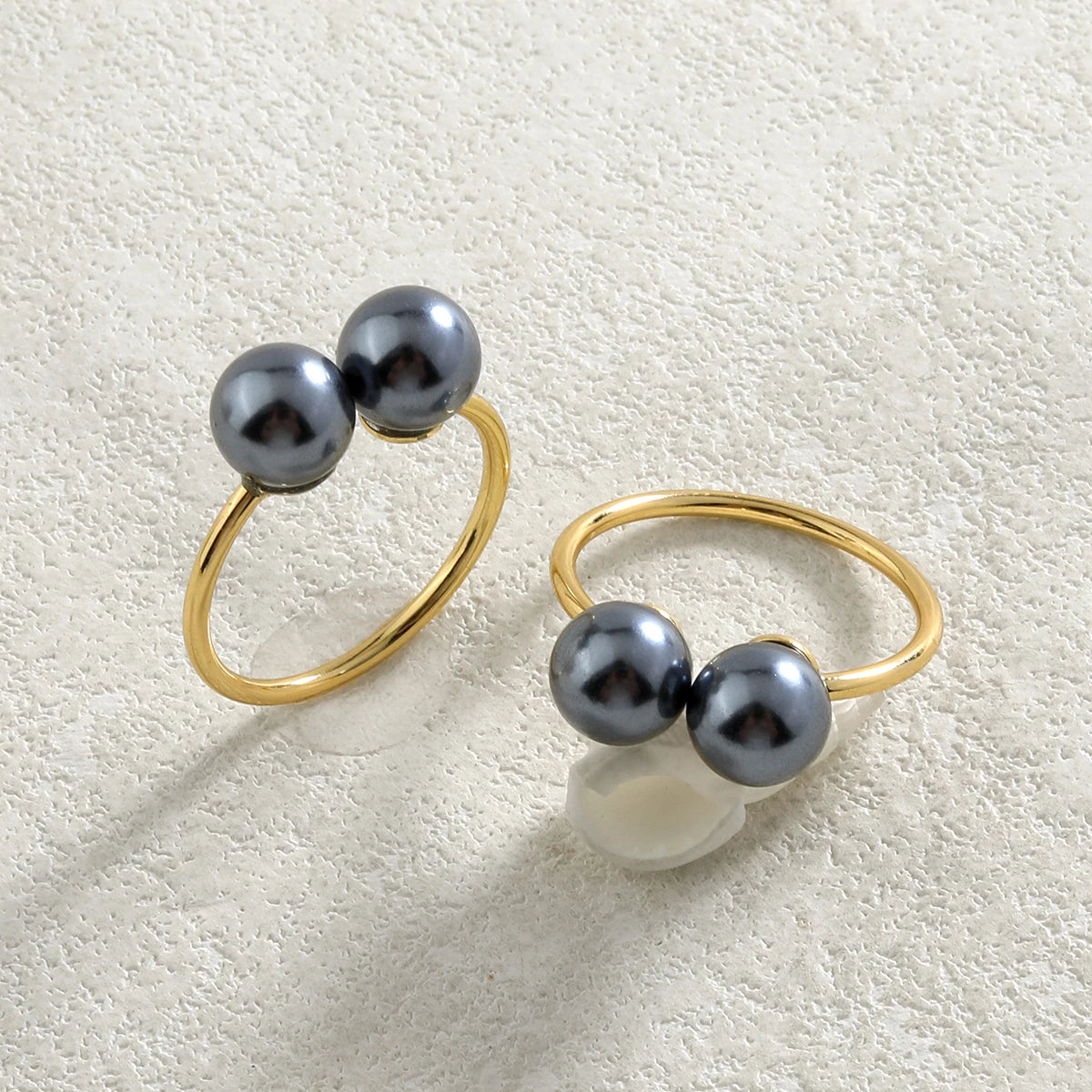 Hawaiian Jewelry Wholesale Fashion 18k Gold Plated Copper Double Shell Pearl Adjustable Pearl Rings