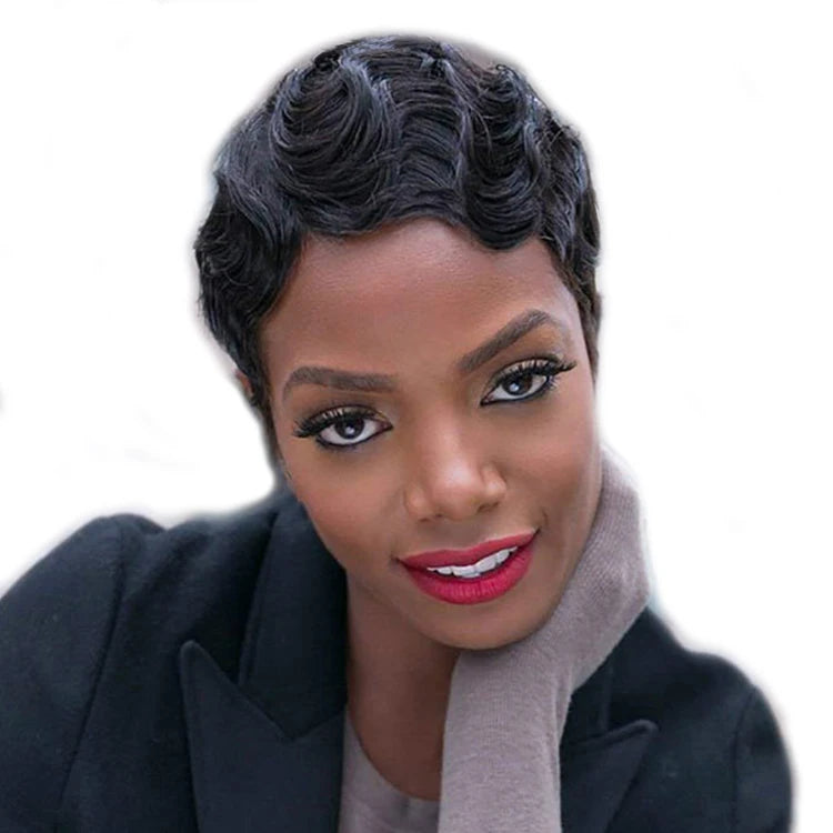 Cheap Deep Short Curly Human Hair Wig Human Hair for Black Women Brazilian Hair Bob Pixie Cut Lace Wig