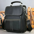 First Layer Cow Genuine Leather Mobile Phone Side Chest Sling Crossbody Luggage Travel Shoulder Messenger Bag for Men Women