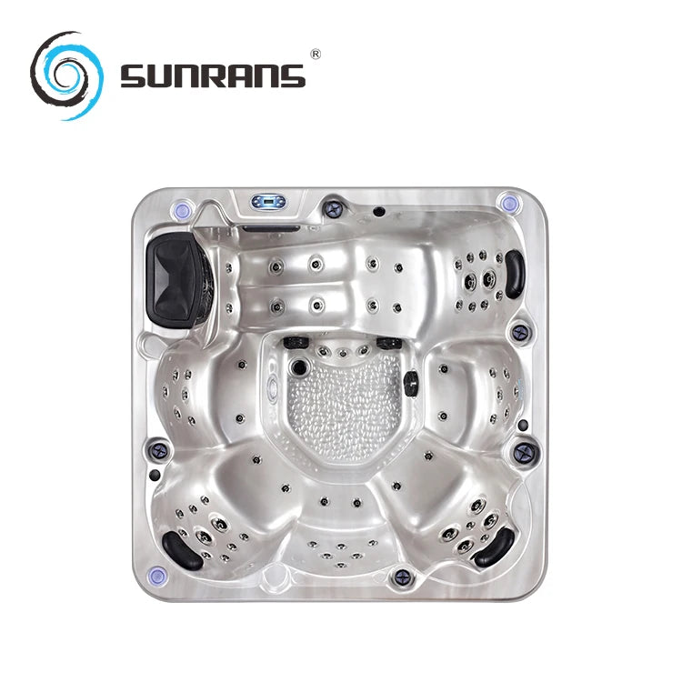 Sunrans 6-Person Large Outdoor Hot Tub Modern Freestanding Whirlpool Swim Spa with Massage Function