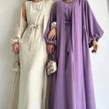 Zifeng OEM Vetements Islamiques Dubai New Arab Women's Plain 2-pieces Belt Muslim Dress