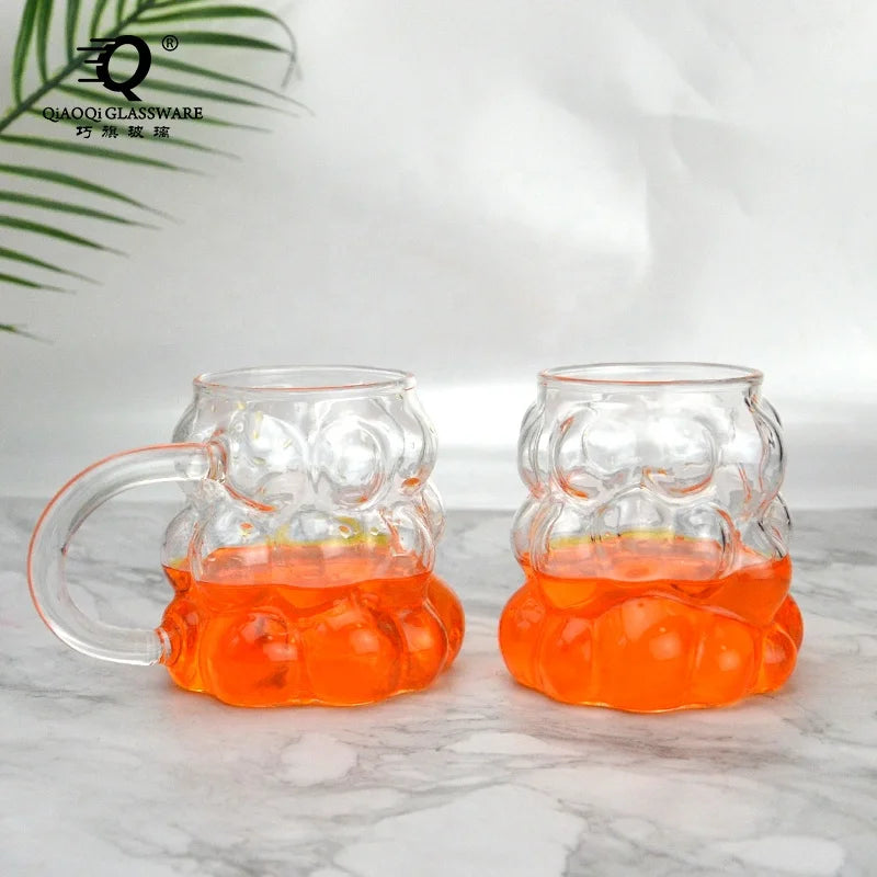 Nordic Style Cute Simple Juice Drink Cup Home Shaped Designer Glass Cup with Handle