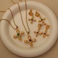 Crystal Cross Dangle Earrings Women Hypoallergenic 18K Gold Plated Non Tarnish Religion Christian Jesus Earrings