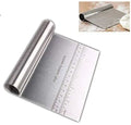 Pro Stainless Steel Dough Scraper and Chopper Mirror Polished Pastry Pizza Cutter Slicer with Measuring Scale Metal Tool