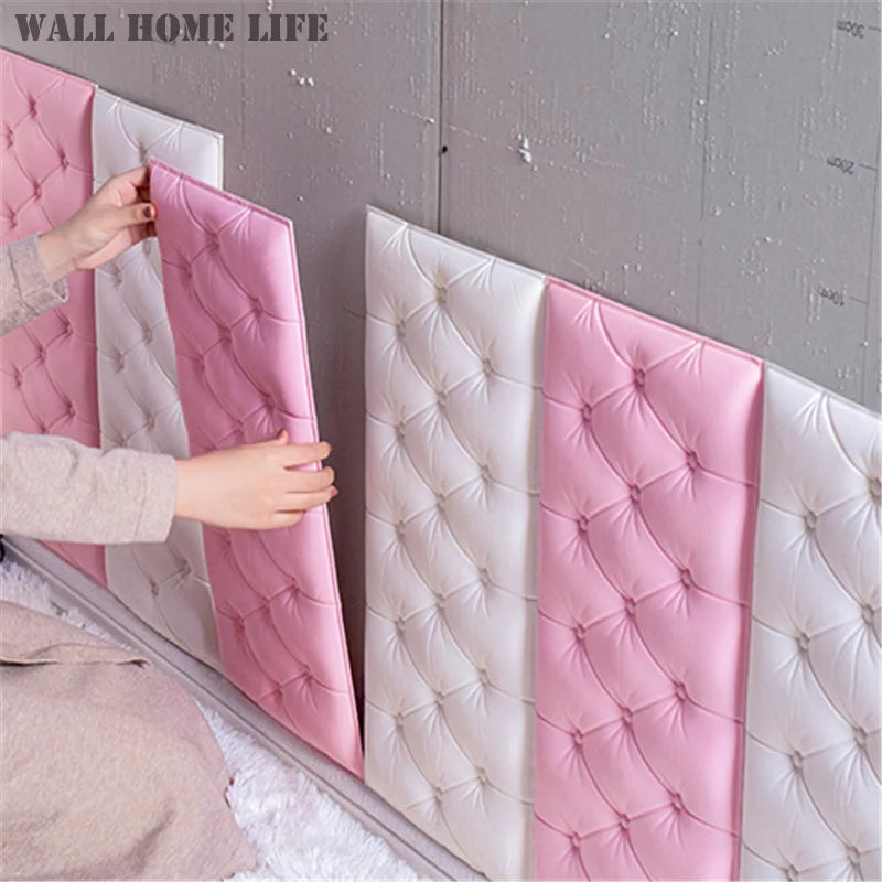 Self-adhesive 3D Wall Sticker XPE on the Bedside Anti-collision Soft Bag Wall Covering  Waterproof Wall Panel Kids
