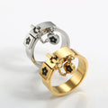 Stainless Steel Luxury Fashion Jewelry Set Gold Women Bangle Bracelet Flower Charm Finger Rings for Men Women Jewelry Set Gift