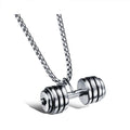 Men's Fitness Dumbbell Pendant Necklace Square Box Chain Stainless Steel Dumbbell Necklace