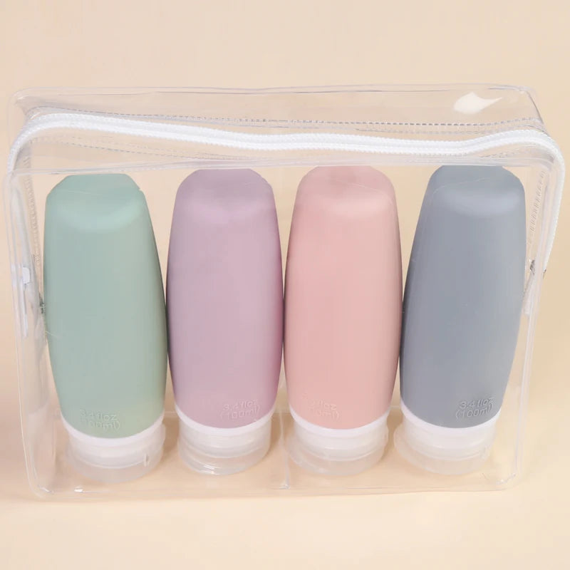 New Arrivals Folding Shampoo Squeeze Bottle 60Ml Kids Travelling Bottle 4-In-1 Travel Bottle Set Silicone Tube Travel