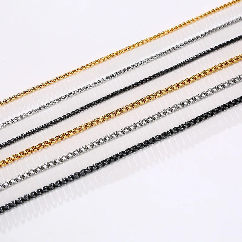 Colar Masculino Hip Hop 3-7mm Wide Pearl Chain Necklace Edelstahlkette Stainless Steel Pearl Chain Choker Popular for Men Women