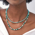 Maiou Trendy Fashion Handmade Boho Natural Stone Flat Beaded Necklace Jewelry for Women