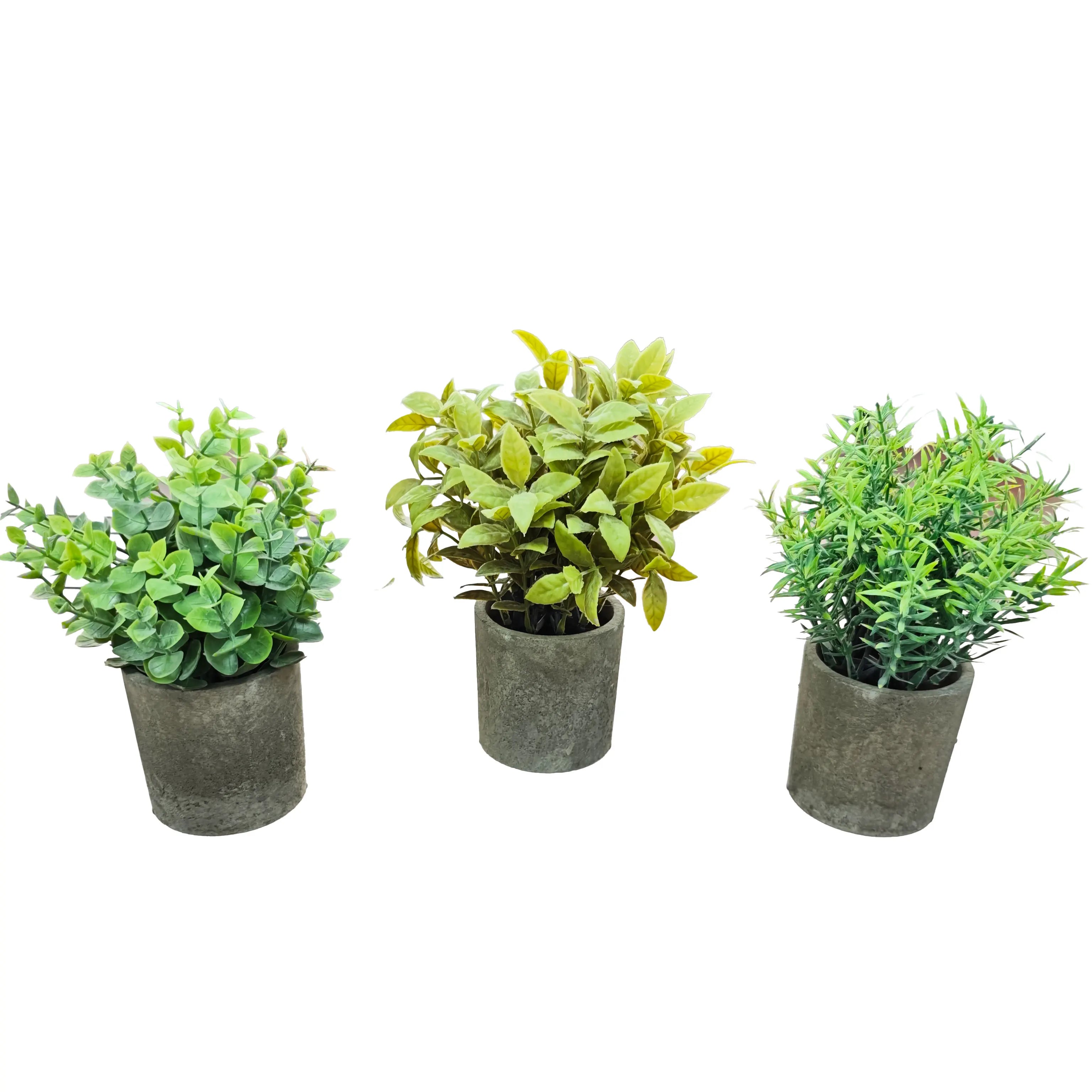 B2B Clearance Sale Set of 3 Artificial Mini Potted Plastic Grass Plants for Home Garden Office Desk Decor