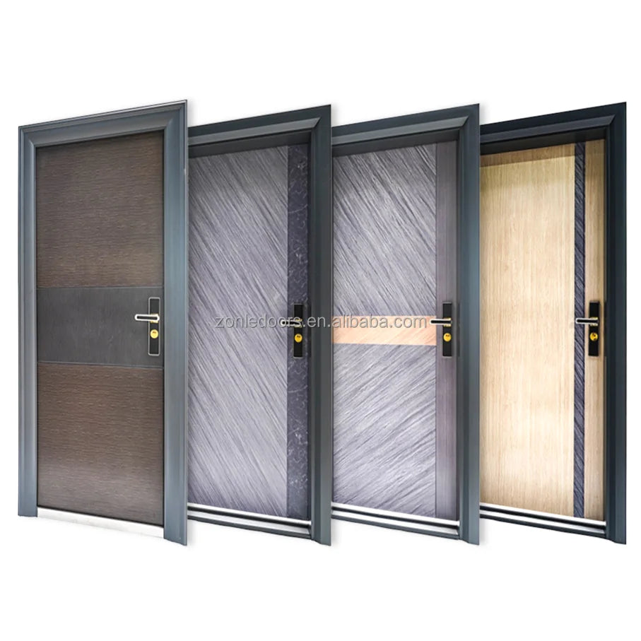 Customized Hotel Single Opening Steel Pivot Pivot Commercial Modern Metal Fire Door With Push Bar Smart Lock