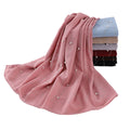 New Single Head Beaded Shawl Malaysia Headband Pearl Chiffon Long Scarf Muslim Hijab
