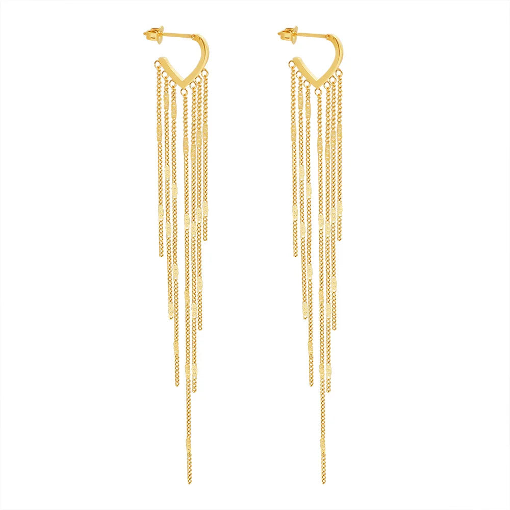 Titanium Steel Tassel EarringsTrending Korean Long EarringsFringe Earrings Women
