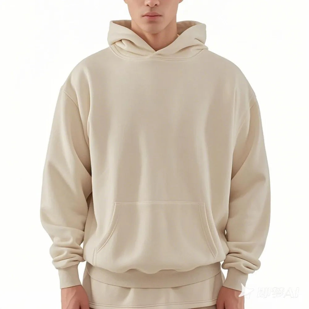 Wholesales  Men's Premium 100% Cotton Thick French Terry Hoodie Oversized Custom Logo Streetwear Pullover Plain Hoodie for Men