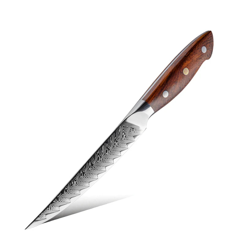 5 Inch Japanese AUS10 Super Steel 67 Layer High Carbon Damascus Chef Steel Steak Knife Dinner Table Knife Africa Rosewood Handle