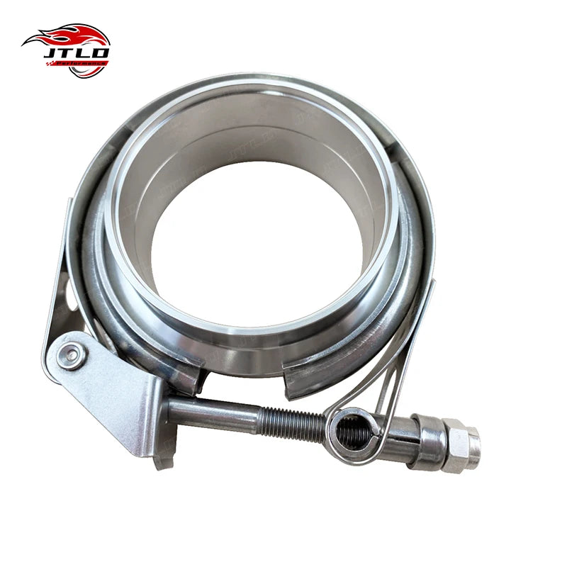 JTLD 2.5" Inch 63mm 304 Stainless Steel Quick Release V Band Clamps Assembly (2 Flanges and 1 Clamp)