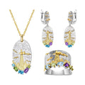 C7927 Jewellery Manufacturer Wholesale Mix Gemstone Peridot Blue Topaz Amethyst 925 Sterling Silver Set Men Women