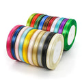 1cm 25 Yards/Roll Factory Cheap Wholesale Golden Edge Polyester Satin Ribbon Roll for Gift Wrapping