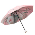 New Design Flower Pattern 3 Folding Reverse UV Umbrella with Portable Handbag for Girl2 Layer Printing Compact Umbrella