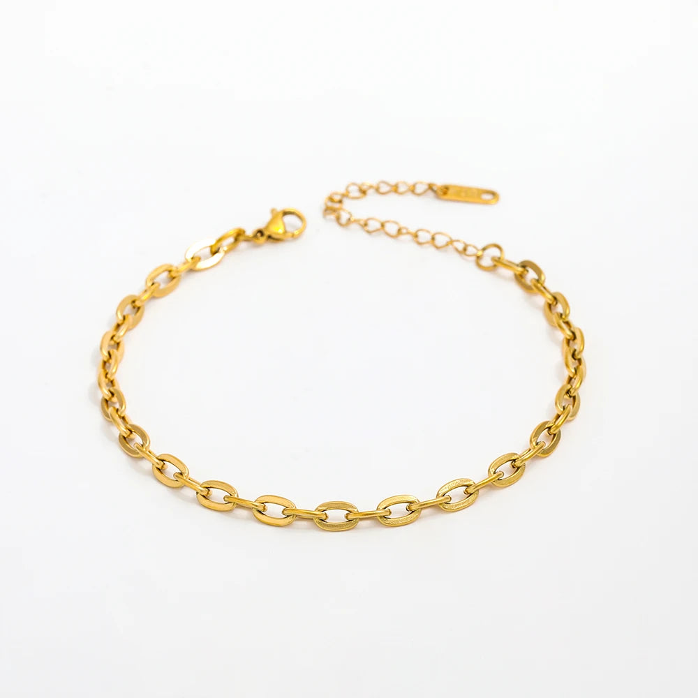 High End PVD 18K Gold Plated Link Chain Fashion Anklets Stainless Steel Jewelry