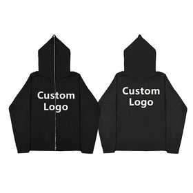 Wholesale Unisex Custom Logo Printed 100% Cotton Mens Oversize Full Zip Hoodie Mens Hooded Pullover with Plain Style