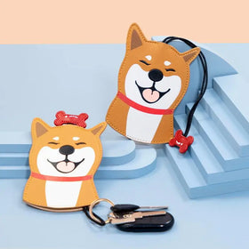 PU Leather Key Wallets Housekeepers Car Key Holder Case Leather Dog Keychain Pouch Cute Shiba Inu Dogs Unisex Pull Type Key Bag