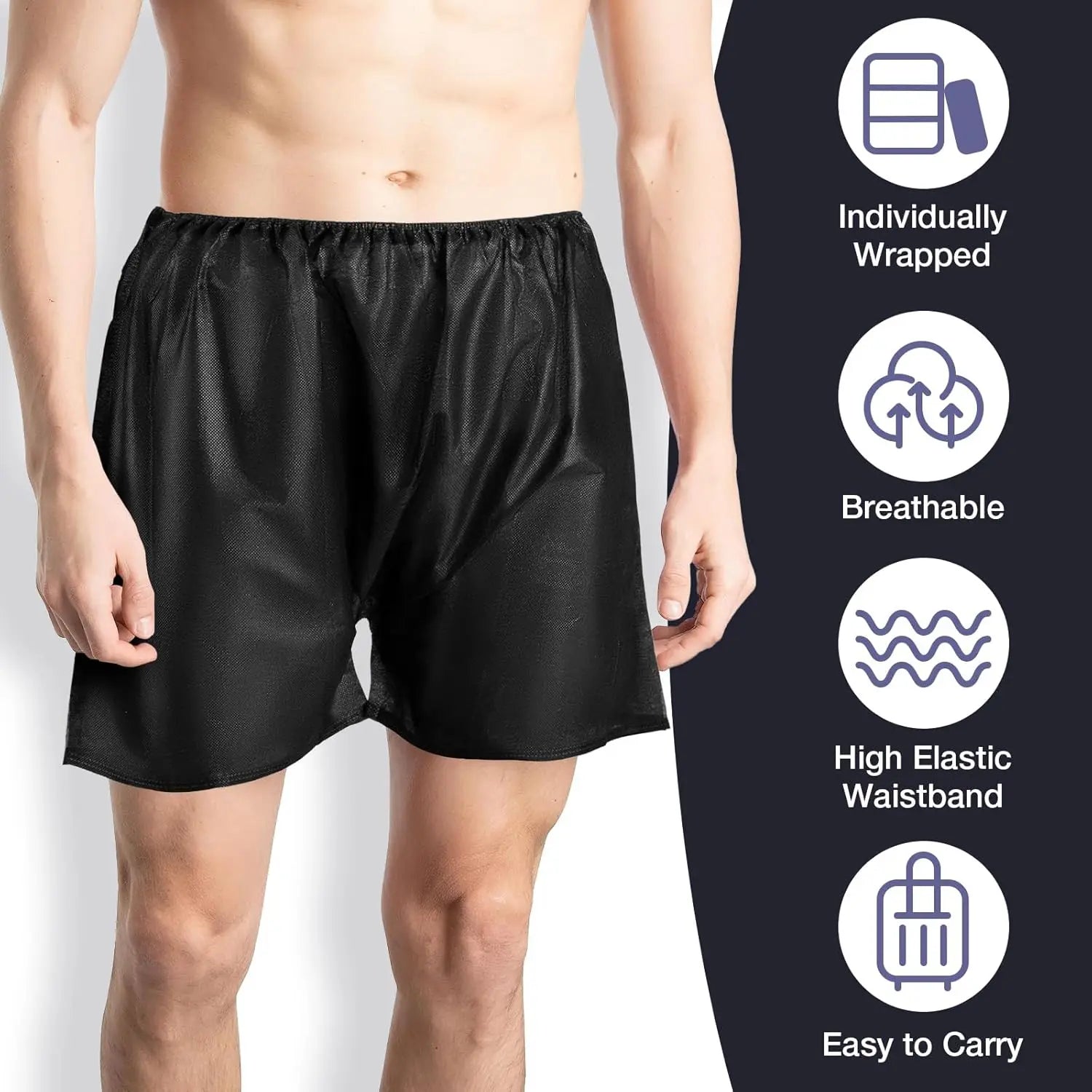 Disposable Underwear for Spa Men Black for Massage Use Daily Wear Tanning Spas Salons and Other Activities