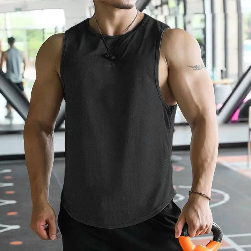 Custom Oversize Crew Neck Plain Design Sleeveless T-shirt Gym Fitness Men's Tank Tops