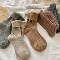 New Arrival Winter Warm Solid Color Ribbed Cozy Crew Wool Knit Socks for Women